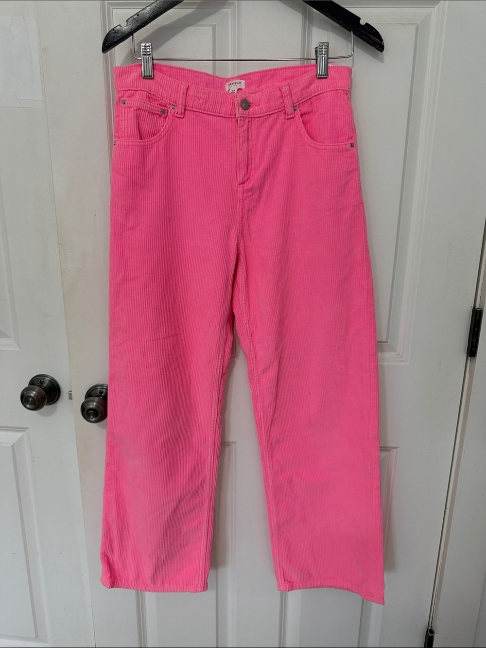 PacSun Bright Pink Straight-Leg Corduroy Jeans size 14 cotton Y2K inseam 27“